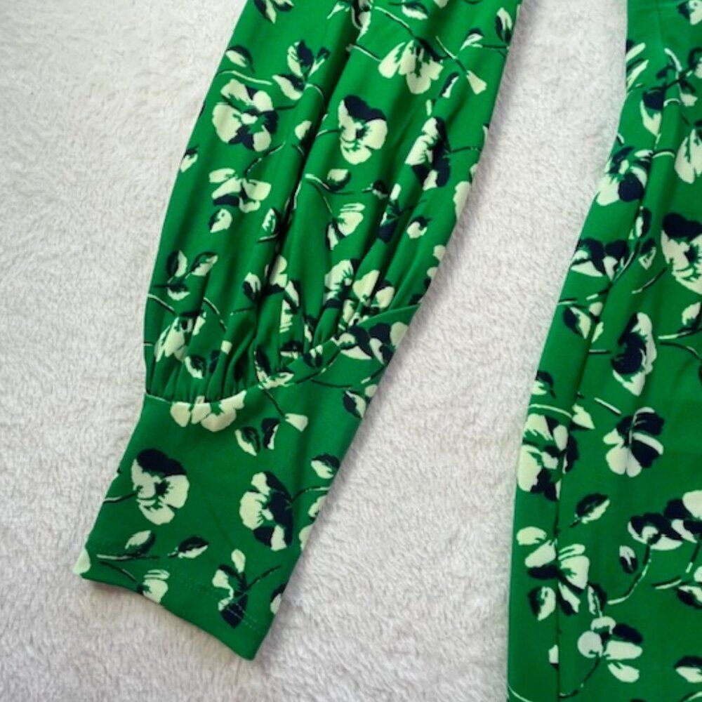 Lauren Ralph Lauren New w/ Tags Green, Black & White Shirred Wrap Dress- Size 2 - Picture 5 of 11